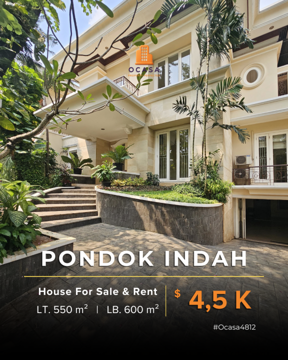 Rumah Siap Huni di Pondok Indah, Jakarta Selatan, LT 550m², Harga 975 Juta /tahun