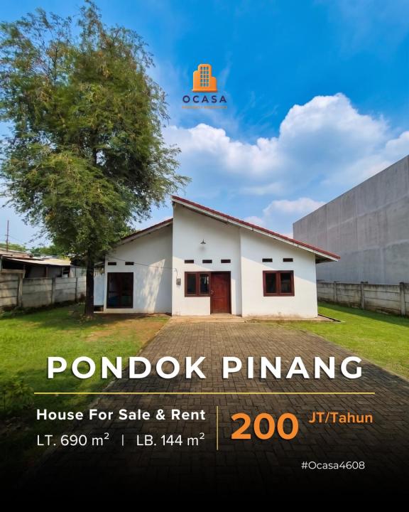 Rumah Sewa Nyaman Lokasi Pondok Pinang, Jakarta Selatan, LB 144m²